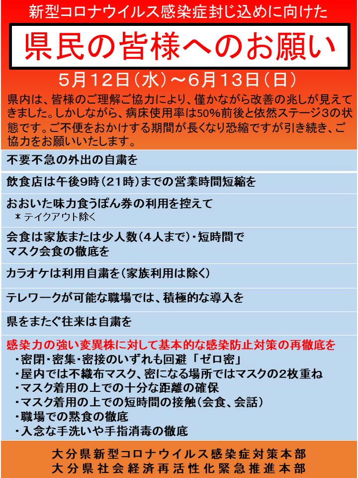 県民の皆様へのお願い