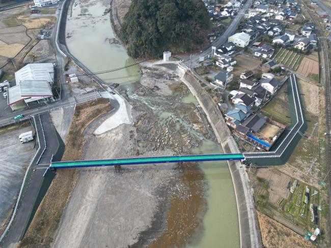 仮設歩道橋　ドローン写真