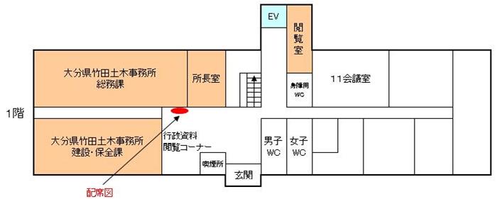 総合庁舎１階の配置図です