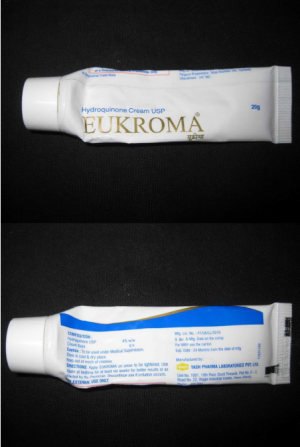 美白を目的としたクリーム剤「EUKROMA Cream」(インド製)