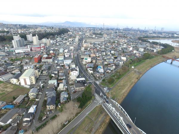 乙津橋左岸側　空撮（平成31年2月撮影）